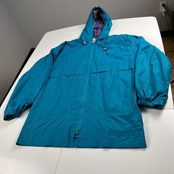 Vintage northern reflections women oversize windbreaker rain jacket teal sz S - Picture 3 of 9